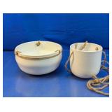 Set of Two White Ceramic Hanging Planters with