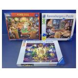(3) White Mountain & Ravensburger Puzzles
