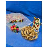 (1) Wooden Snowman Craft Bead & Cord Set