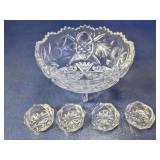 (5) Cut Glass Bowl & Salt Cellar Set