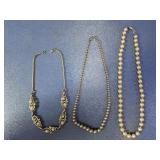 (3) Pearl Jewelry Necklace & Bracelet Lot