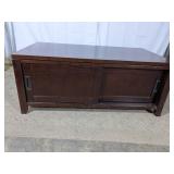 Wood Sliding Door Media Storage Cabinet Stand