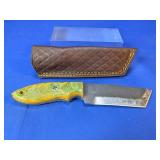 Green Yellow Cleaver-Style Fixed Blade Knife