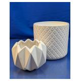 Modern White Ceramic Geometric and Textured