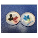 (2) Texas Souvenir Glass Dome Paperweights