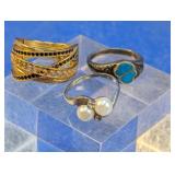 (3) Assorted Decorative Fashion Rings