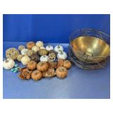 (1) Decorative Bowl w/ Assorted Pumpkin Fillers