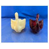 (2) Fenton Swan Glass Bowls