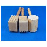 (3) Wooden Meat Tenderizers