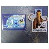 (2)Vintage E.T. and Ice Age Promotional Pin Lot