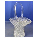 Elegant Cut Clear Glass Basket w/Handle