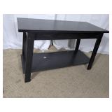 Black Wood Console Table with Lower Shelf