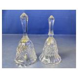 (2)Vintage Cut Crystal Decorative Dinner Bells Duo