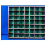 Vintage Wooden 48-Slot Shadow Box Display Case