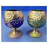 (2)Bohemian Glass & Hand-Painted Stemware Lot