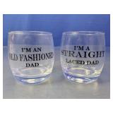 (2)"Dad" Humor Stemless Drinking Glass Set