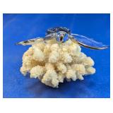 Handblown Glass Sea Turtle on Coral Reef Figurine