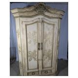 French Style Distressed Armoire Wardrobe Cabinet