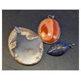 (3) Assorted Natural Stone Pendants