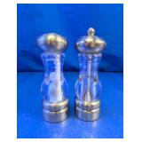 (2) Clear Stainless Salt & Pepper Mills