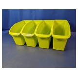 (4)Lime Green Plastic Storage Bins Lot