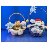 (2)Hand-Decorated Woven Easter Basket Duo