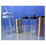 (5)Mixed Drinkware Lot: Stainless & Plastic