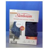 Sunbeam Microplush Heated Throw - Navy Blue