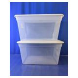 Set of 2 Large Clear Plastic Storage Bins