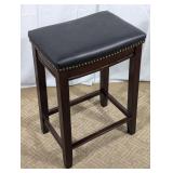 Dark Wood Upholstered Counter Height Stool Seat
