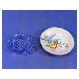 Blue Glass Fish Dish & Royal Sealy Saucer