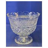 Elegant Scalloped Pressed Glass Pedestal Bowl