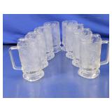 Clear Pressed Glass Pinecone Mugs Set