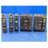 (5) Square D Circuit Breakers