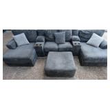 6-Piece Gray Modular Sectional with Dual Chaises