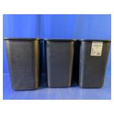 (3) Office Depot 28 Quart Black Wastebaskets