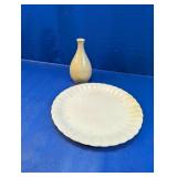 (2) Cream Glazed Vase & Scalloped Dinner Plate