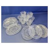 Tiara Sandwich Glass Tea Cups & Plates Set