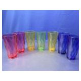 (7) Assorted Colorful Wavy Plastic Tumblers Lot