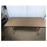 Rectangular Folding Table Wood Look Metal Legs
