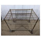 Metal Wire Rolling Utility Cart with Three Shelves