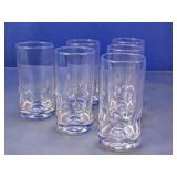 Set of 6 Thumbprint Clear Glass Highball Tumblers