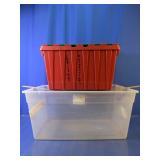 (2) Large Clear and Heavy Duty Storage Bins