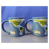 (2) World Map Educational Glass Mugs