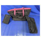 Black & Pink Polyester Tote Bag w/ Pouches