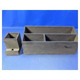 (2) Wooden Desk Organizer Storage Boxes