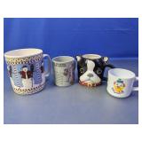 (4) Decorative Mugs  Snowman, Western, Dog &