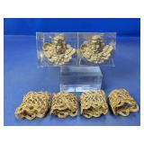 (6) Gold Angel Decor & Woven Napkin Ring Set