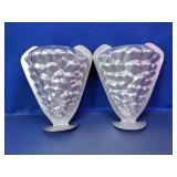 Pair Of Frosted Glass Shell Style Vases