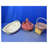 (3) Fabric-Lined Wicker Basket Set